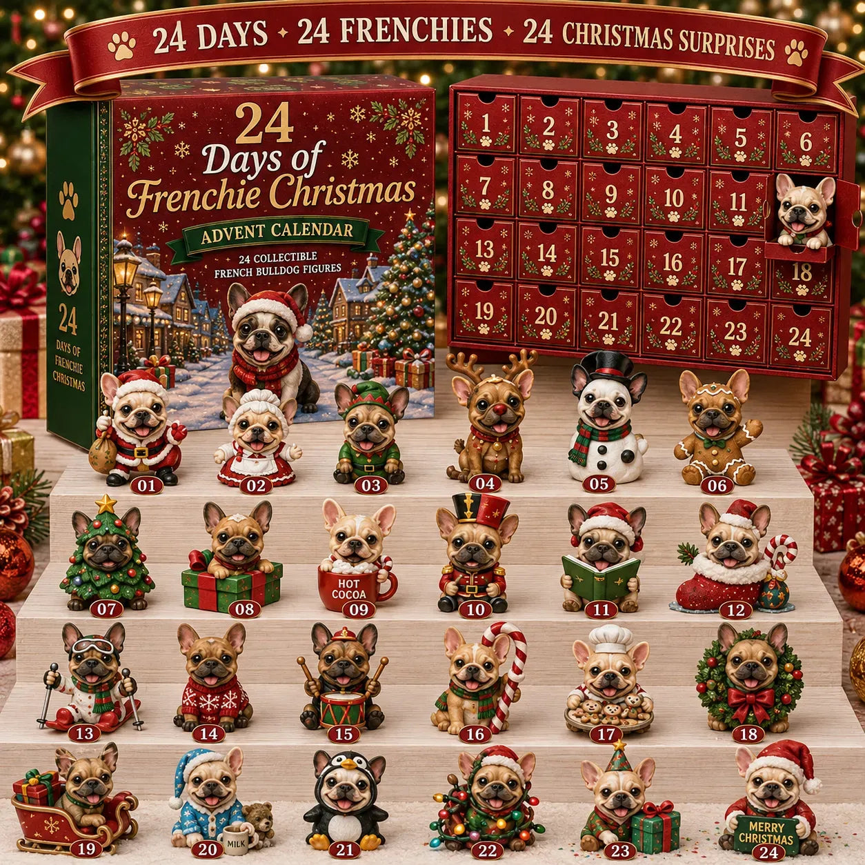 🐶 24-Day Frenchie Advent Calendar – A New Pup Every Day 🎄