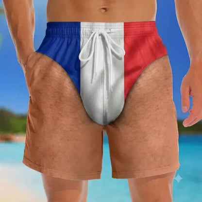 Funny Patriotic Men’s Swim Trunks – Freedom & Chill Summer Beach Shorts 🏖️