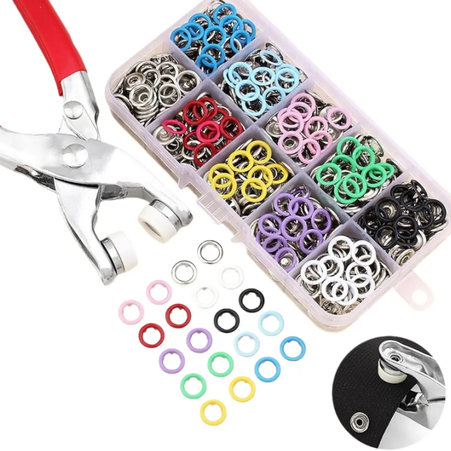🔥HOT SALE 49% OFF✨100 pcs Invisible Colored Metal Buckle & Manual Pressure Pliers Kit