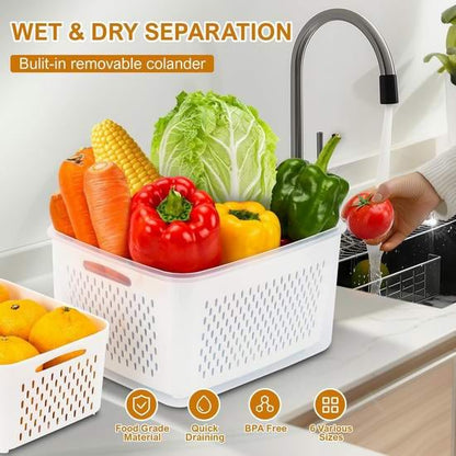 The Ultimate 3-6pc Fridge Organizer Set - Keep Food Fresh 3x Longer! 🥬✨
