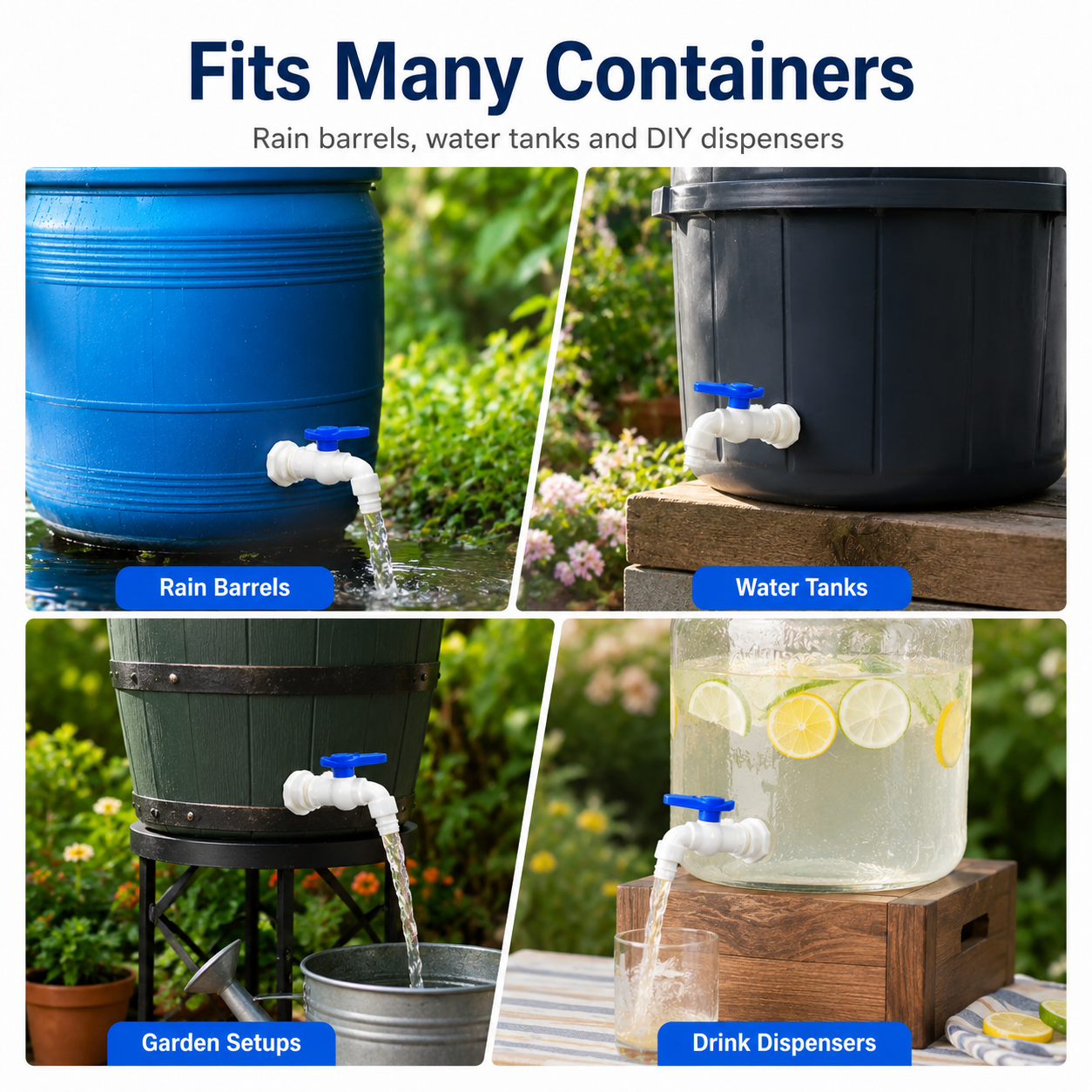 Rain Barrel Spigot Kit | Leak-Proof PVC Faucet with Complete Installation Set