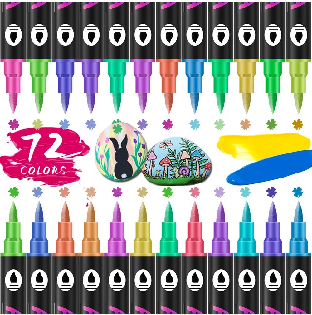 🔥Promotion-49%OFF - Dual Tip Acrylic Paint Pen Marker - 24/48/72 Colours