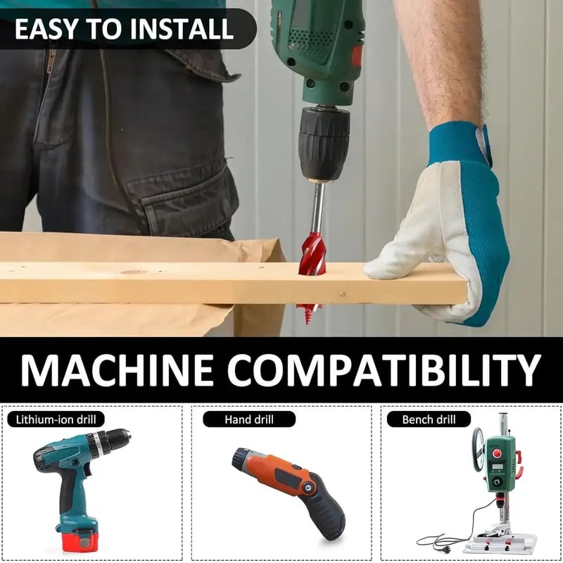 💯🔥8PCS Complete Wood Drilling Set – 10–25mm Heavy-Duty 4-Flute Bits for Every Job