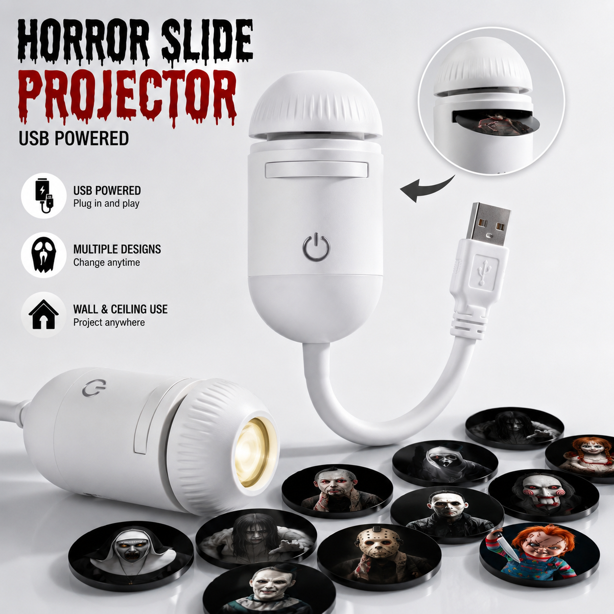 Horror Slide Projector | Halloween Wall Decor