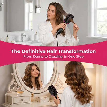2-in-1 Hair Dryer Brush, Hot Air Brush for Curling, Straightening & Volumizing, Fast Styling Blow Dryer Brush for Smooth Frizz-Free Salon-Style Hair #SummerVibes