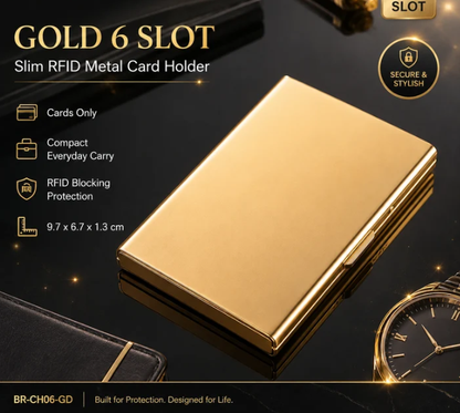 🛡️ RFID Blocking Metal Card Holder – Slim Stainless Steel Wallet ⚡