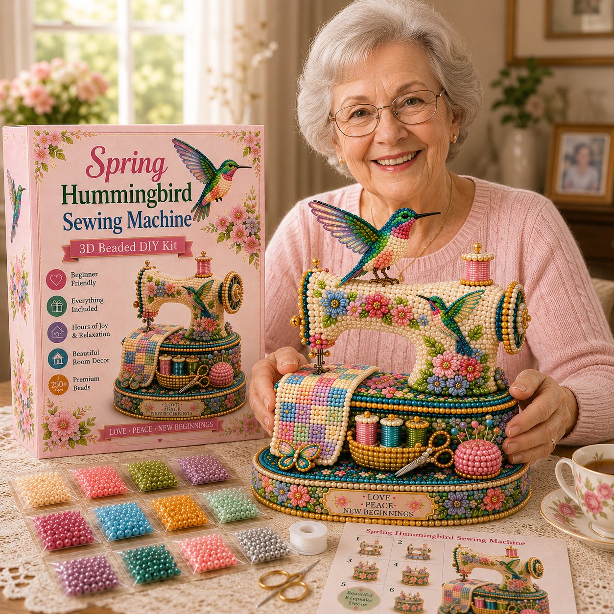 🔥LAST DAY 49% OFF - 💖🌸Spring Hummingbird Sewing Machine 💗 3D Spring Limited Keepsake Edition