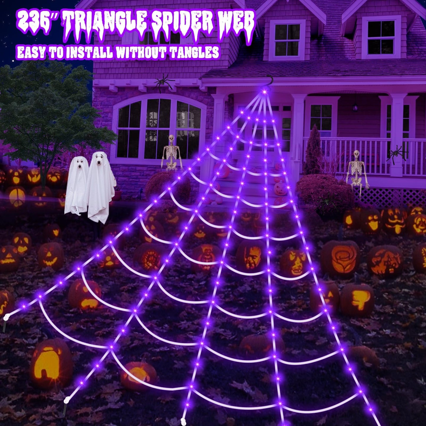 🕷️Spider Web with LED Lights for Halloween