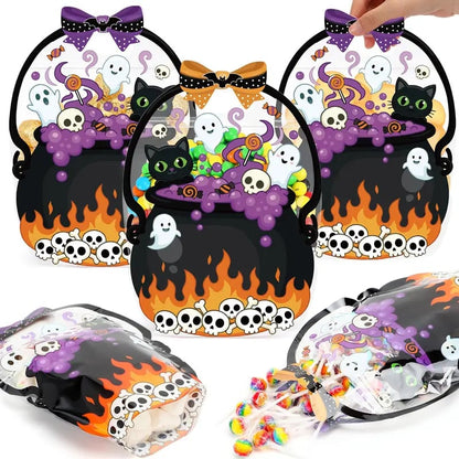 🔥Last Day 49% OFF - 50 Pcs Halloween Favor Bags Transparent Pumpkin Sealed Pouches🍬