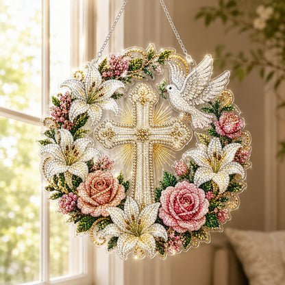 Cross & Peace Dove DIY Diamond Art Hanging Ornament