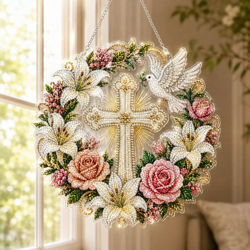 Cross & Peace Dove DIY Diamond Art Hanging Ornament