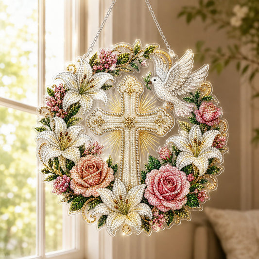 Cross & Peace Dove DIY Diamond Art Hanging Ornament