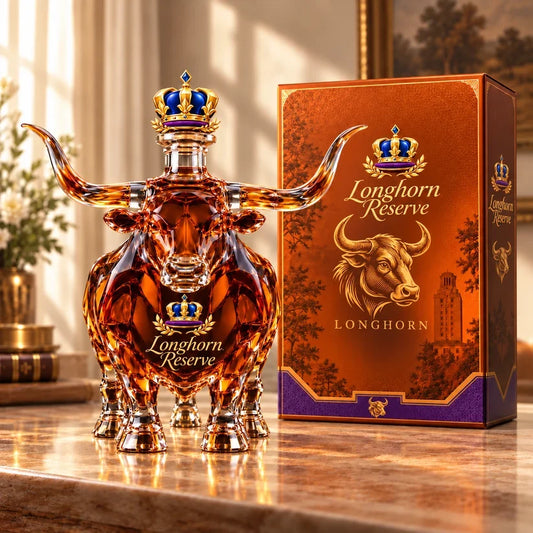 🐂 Longhorn Collector’s Bottle 👑 Sculpted Display & Gift Box
