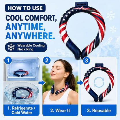 ❄️ Reusable Cooling Neck Ring | Hands-Free Portable Ice Neck Cooler for Summer Outdoor Sports Travel Camping Gardening