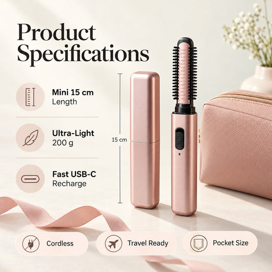 ✨ Cordless Mini Hair Curler 💗 USB-C Rechargeable Travel Styler