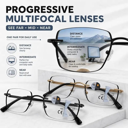 Unisex Progressive Multifocal Photochromic Reading Eyeglasses