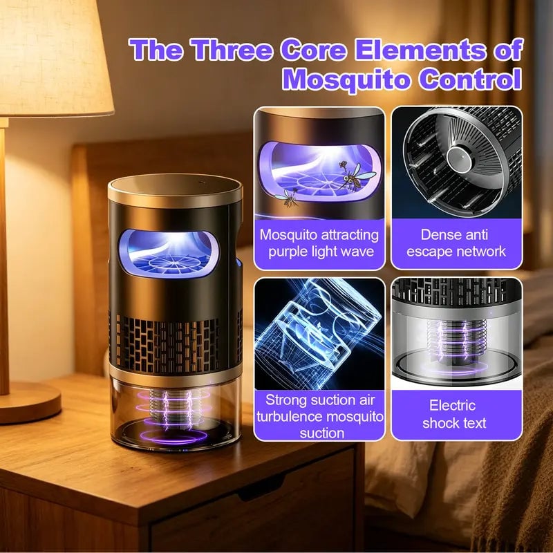 Indoor Insect Trap with Light and Suction Non Zapper Flying Bug Catcher for Mosquitoes Fruit Flies Gnats and Moths