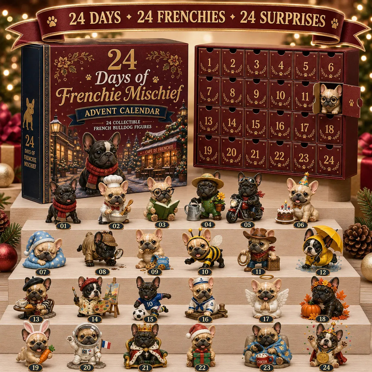 🐶 24-Day Frenchie Advent Calendar – A New Pup Every Day 🎄