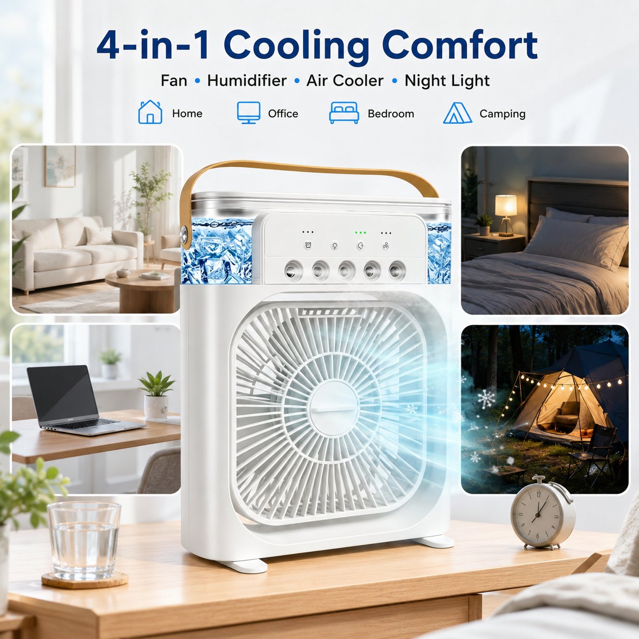 🏆50K+ Sold⚡Four In One Portable Desktop Cooling Fan With Ice Mist