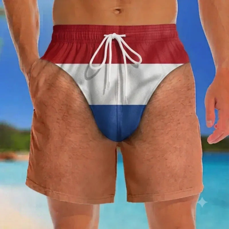 Funny Patriotic Men’s Swim Trunks – Freedom & Chill Summer Beach Shorts 🏖️