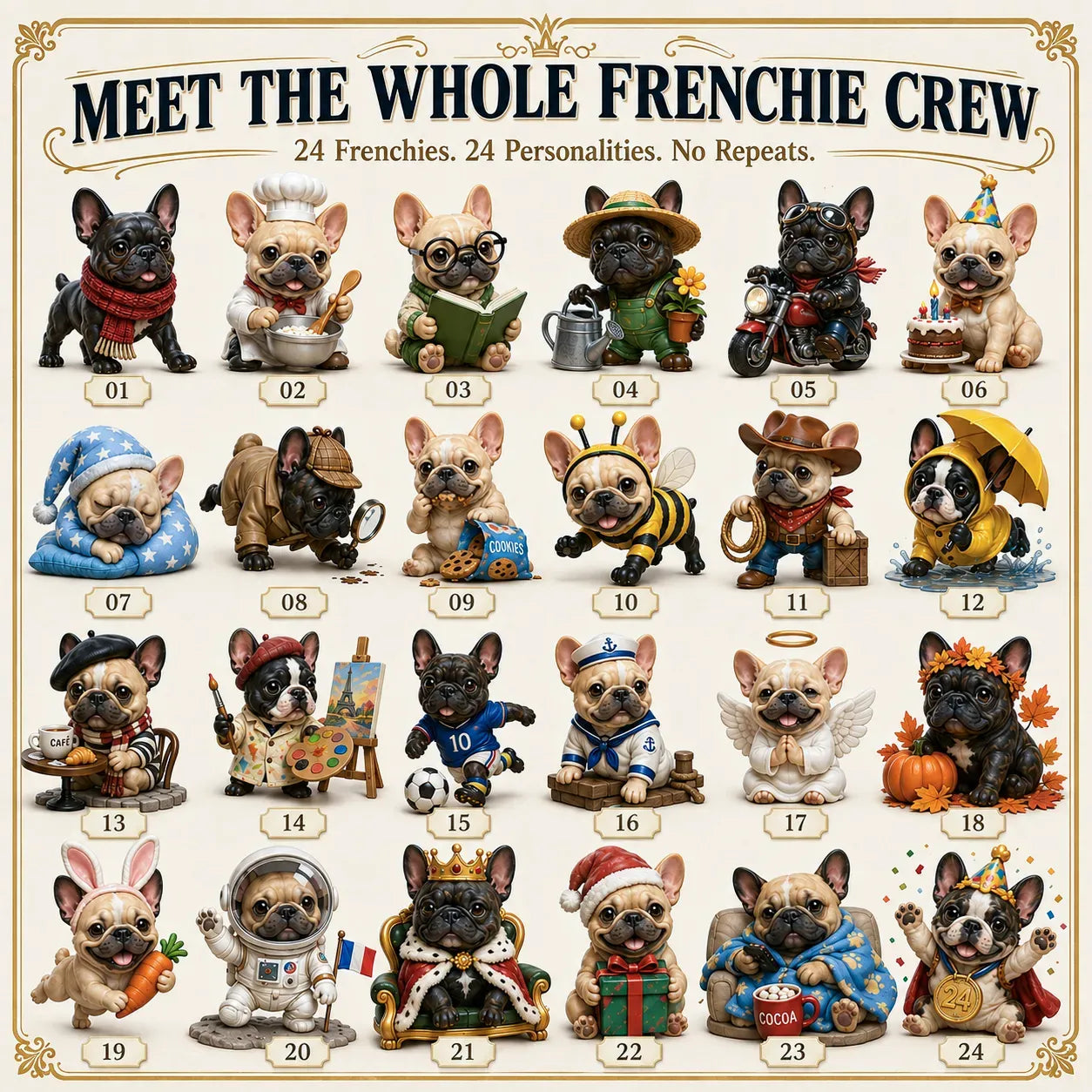 🐶 24-Day Frenchie Advent Calendar – A New Pup Every Day 🎄