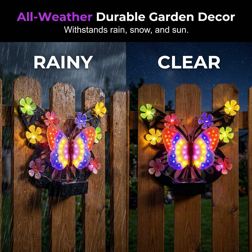 🦋 Solar-Powered Butterfly Wall Light | Outdoor Waterproof Garden Decor