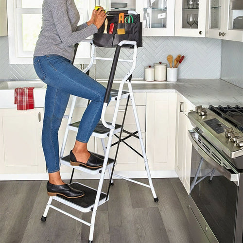 3 or 4 Step Folding Ladder with Handrails