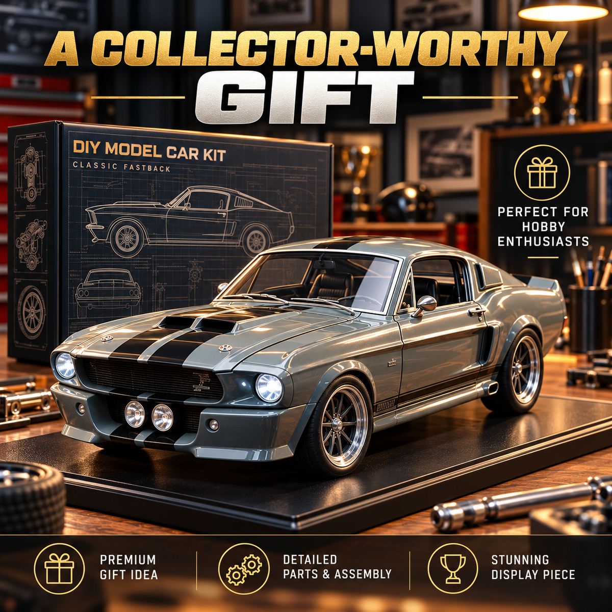🔥TODAY 49%🏎️ 1967-Inspired GT500 Fastback DIY Model Car Kit – Build & Display