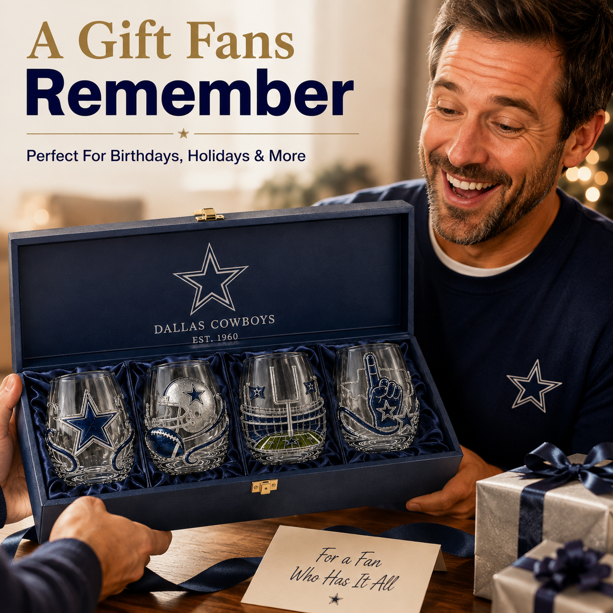 🏈 Game Day Football Fan Glass Gift Set – 4 Unique Stemless Glasses