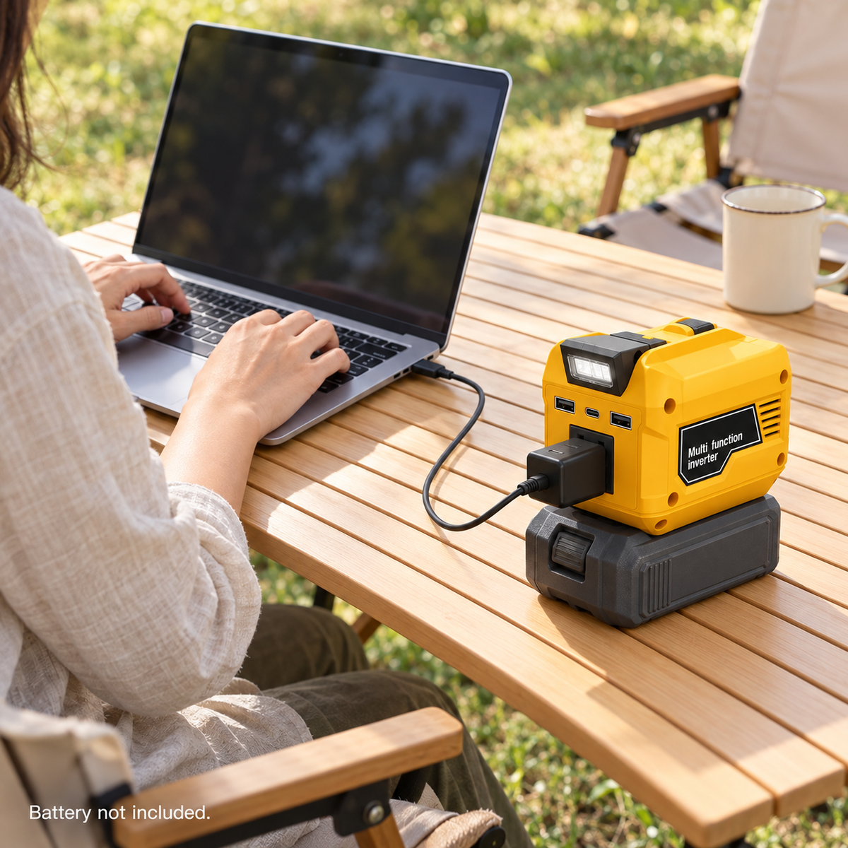 🔥🔋 250W Peak Power Tool Battery Inverter – Portable AC & USB Power Adapter