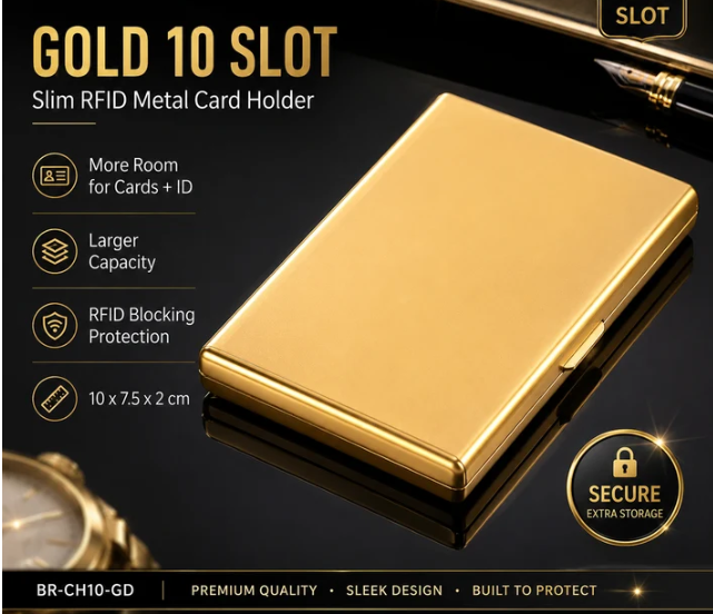🛡️ RFID Blocking Metal Card Holder – Slim Stainless Steel Wallet ⚡