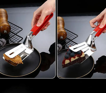 🍳 2-in-1 Spatula Tongs for Cooking and BBQ – Stainless Steel Food Flipper