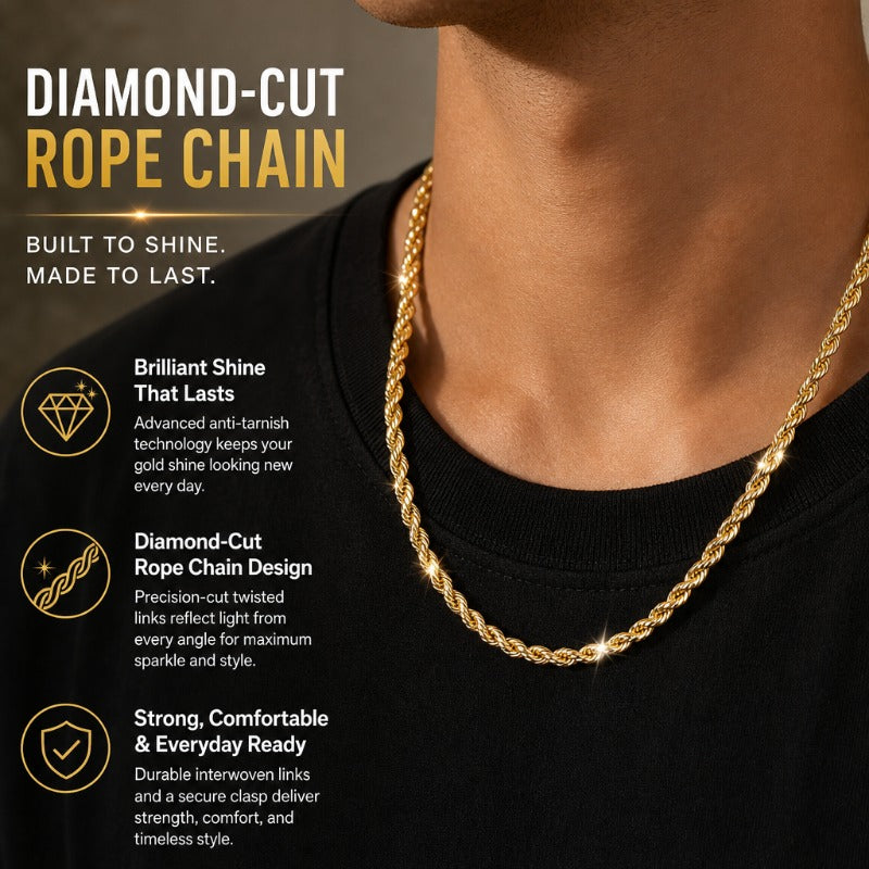 ✨ Diamond-Cut Rope Chain – 10mm Stainless Steel Statement Necklace