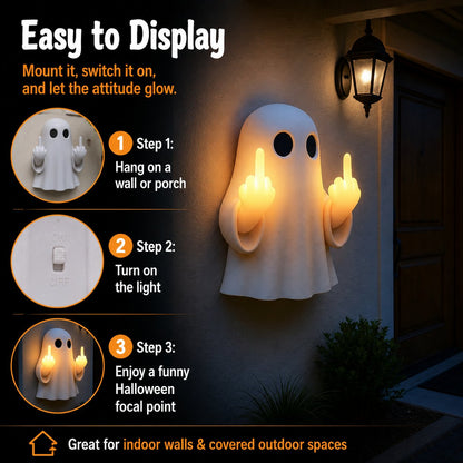 Ghost Middle Finger Wall Light Funny Glowing Halloween Decor 2026