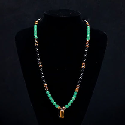 ✨ Money Attraction Necklace With GreenAventurine & Tiger Eye Pendant Healing Crystal Stone