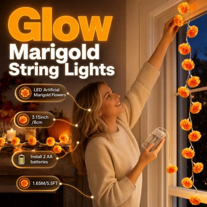 🌼🎃Artificial Marigold Flower LED String Lights