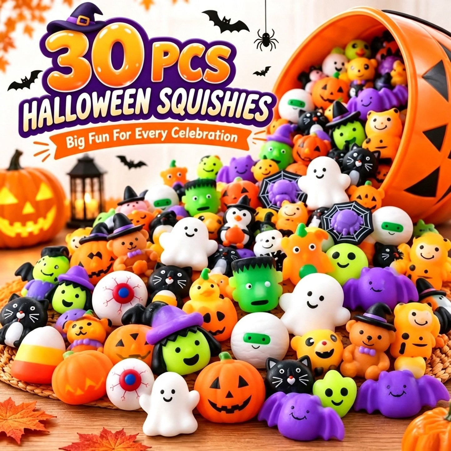 🔥Last Day 50% OFF - 🎃 30PCS Halloween Mini Squishy Toys for Kids