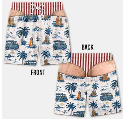 Funny Patriotic Men’s Swim Trunks – Freedom & Chill Summer Beach Shorts 🏖️