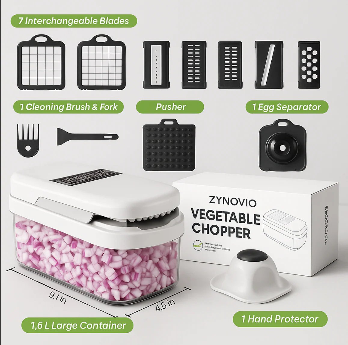 🎁Last Day Promotion 55% OFF🔥🥗 15-in-1 Vegetable Chopper- Multifunctional Food Chopper,Professional Onion Chopper with 8 Blades✨