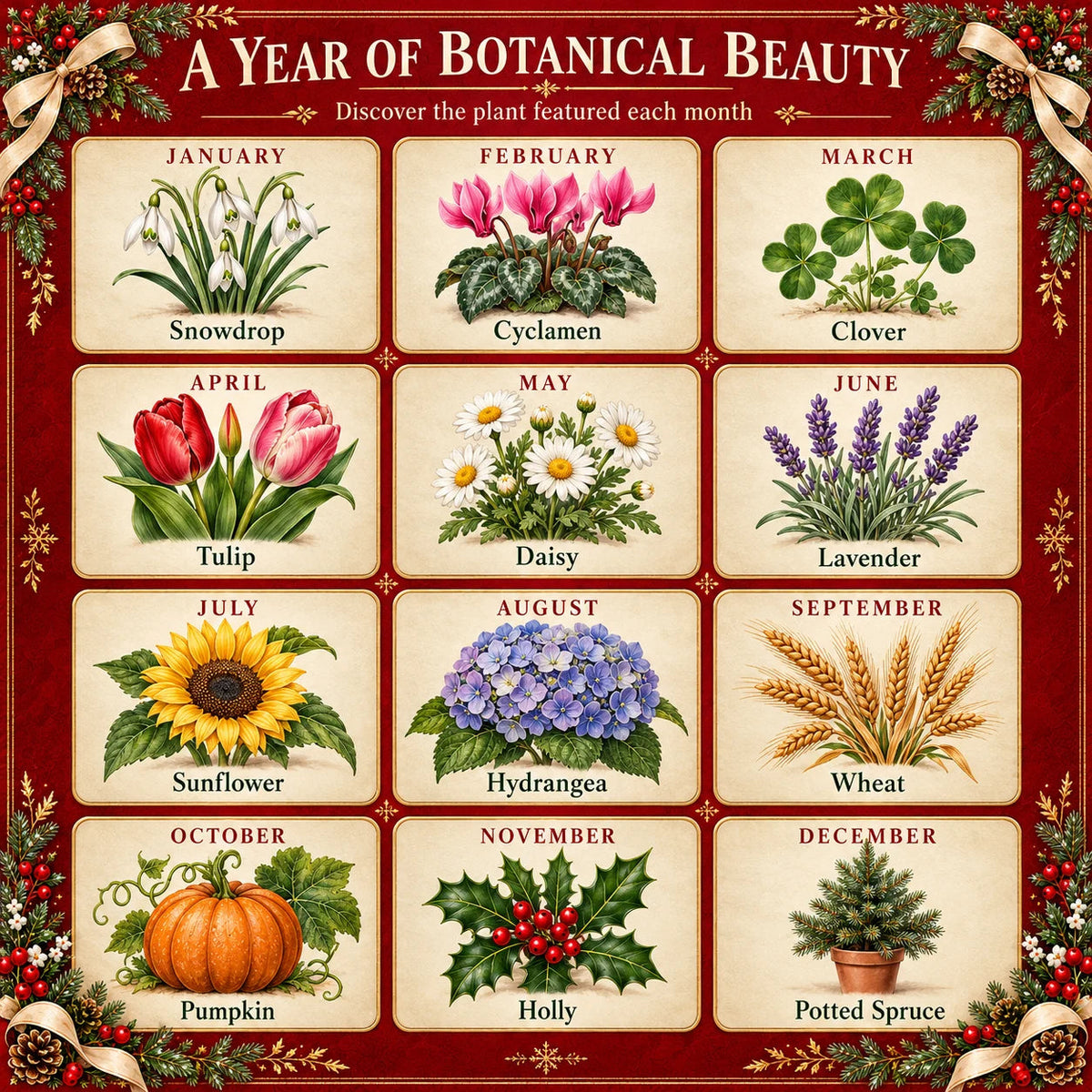 🌱 2027 Plantable Seed Calendar – Botanical Art