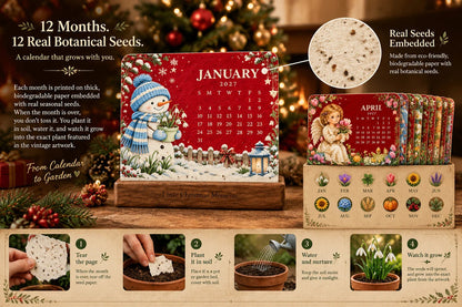 🌱 2027 Plantable Seed Calendar – Botanical Art