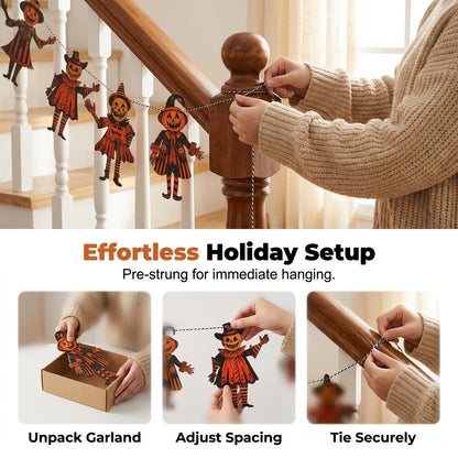6PCS 5.9Inch Halloween Vintage Wooden Garland Set