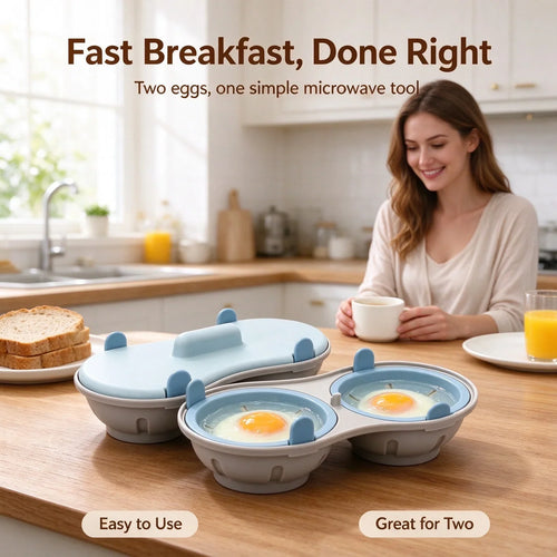 🍳 2-Egg Microwave Poacher – Perfectly Poached Eggs Made Easy in Minutes! ✨