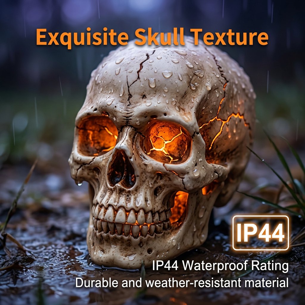 💀 Solar Halloween Stake Lights – Pumpkin Ghost Skull 6PCS & Retro Skull 5PCS