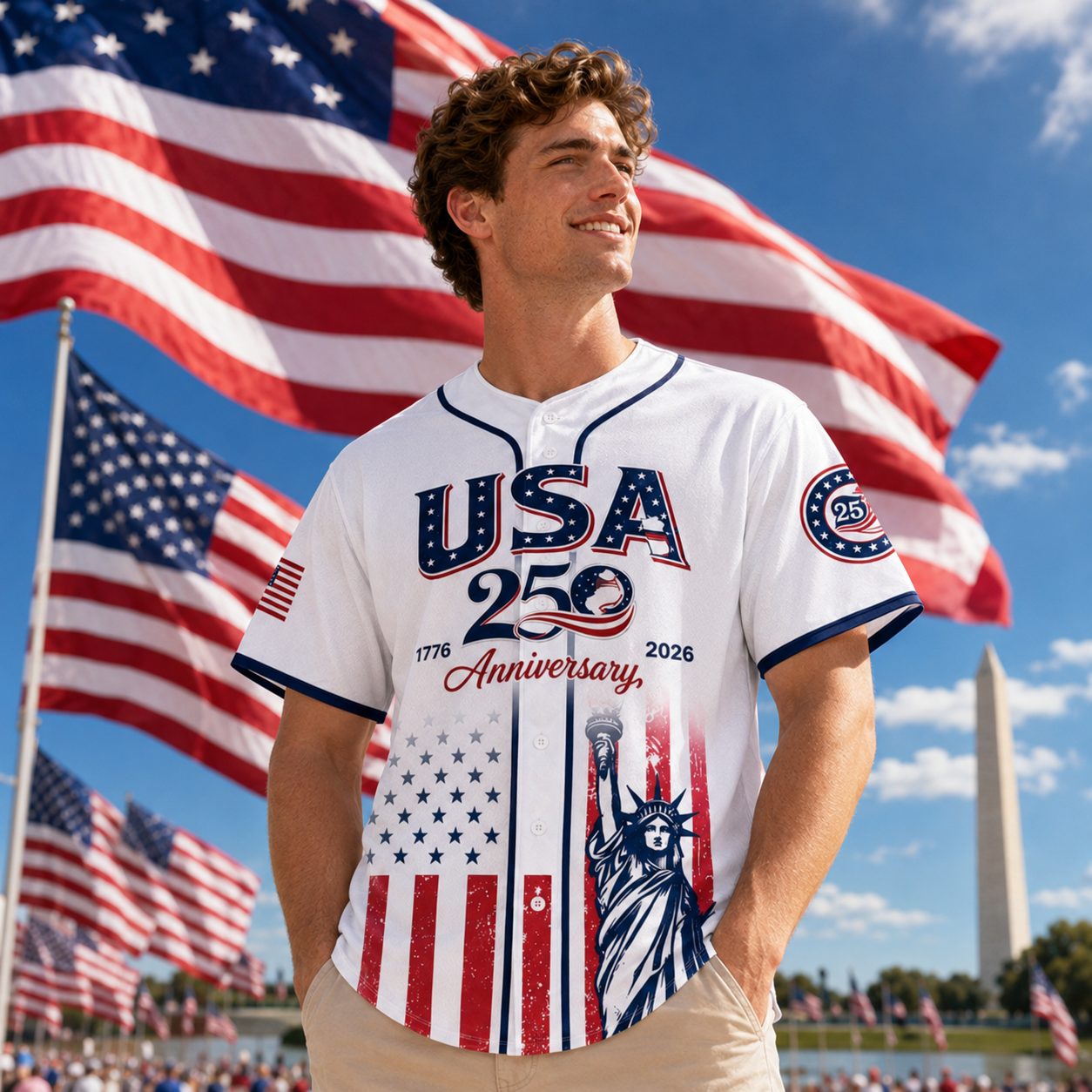 USA 250th Anniversary Baseball Jersey 1776–2026 Patriotic Shirt
