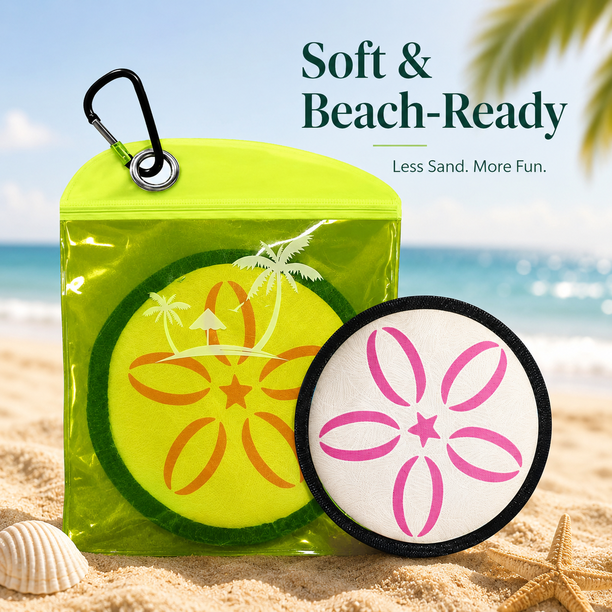 Must-Have Beach Sand-Removal Bag — Gentle, skin-friendly formula featuring seven natural ingredients and coconut oil; talc-free—an essential for your beach trip.