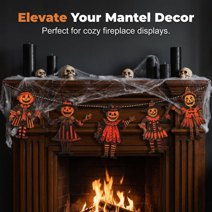 6PCS 5.9Inch Halloween Vintage Wooden Garland Set