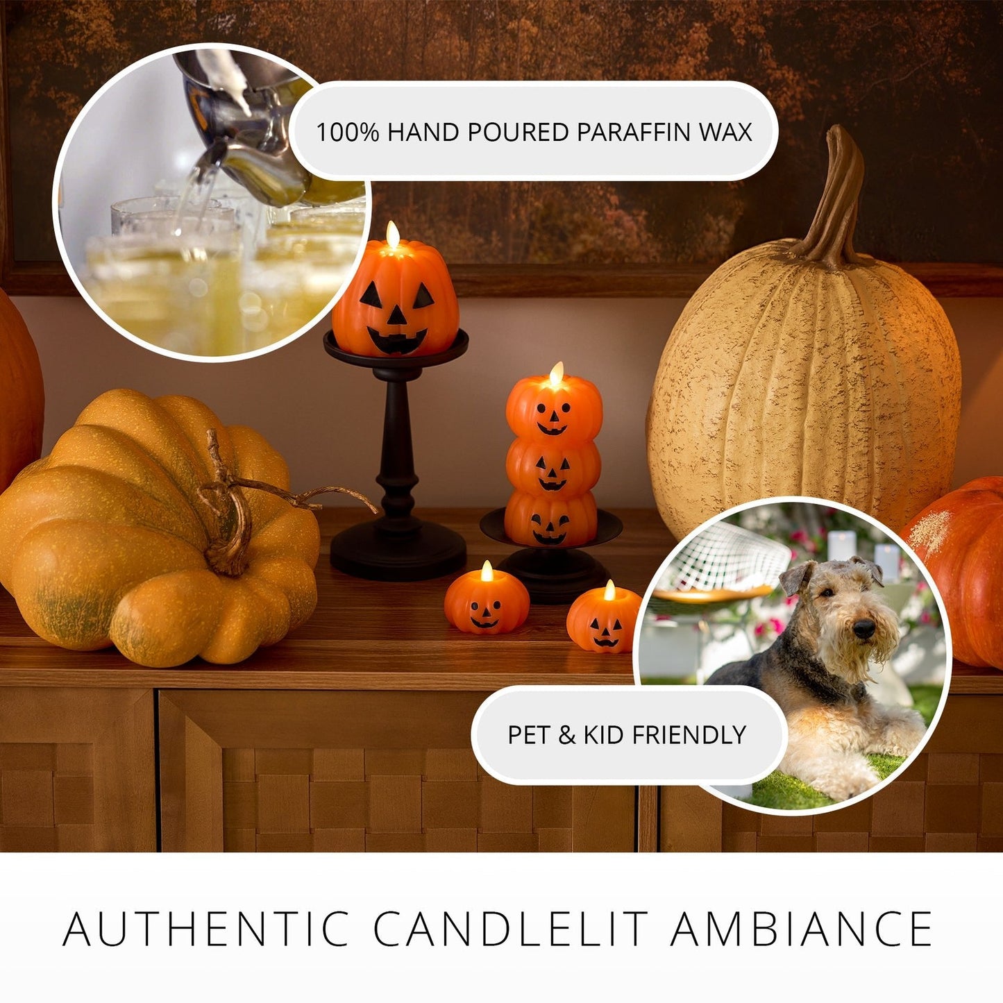 🎃Flameless Jack-O'-Lantern Candles Battery Operated with 6 Hour Timer