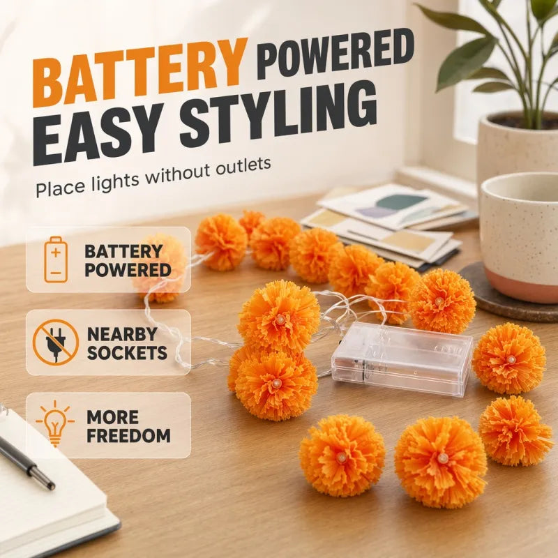 🌼🎃Artificial Marigold Flower LED String Lights