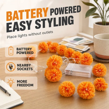 🌼🎃Artificial Marigold Flower LED String Lights